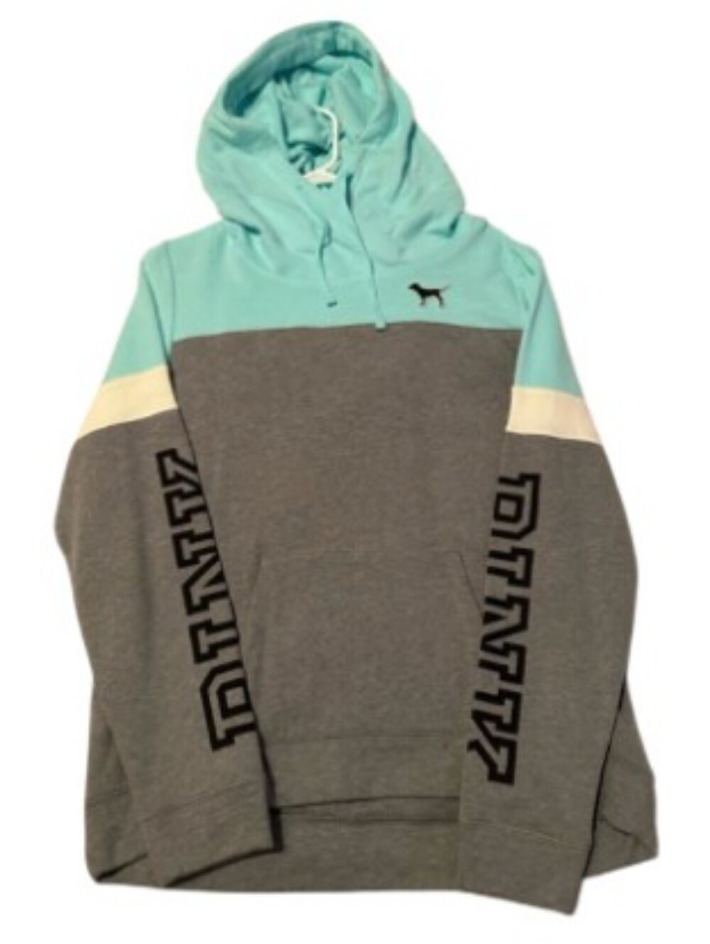 VS PINK Light Aqua, Gray, Blk & White Colorblock Pullover Hoodie